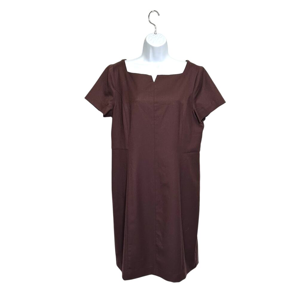 Talbots Luxe Italian Stretch Flannel Sheath Dress NWT Women's 14P Burgundy Wool